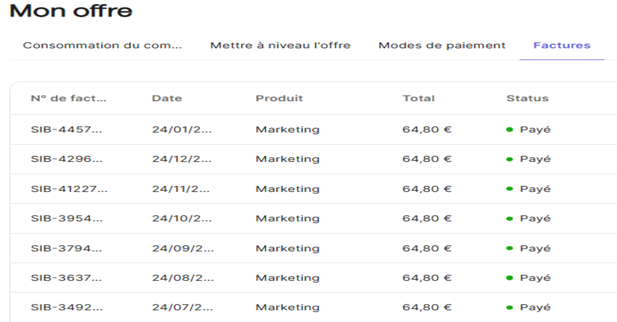 Image d'une facturation SAAS